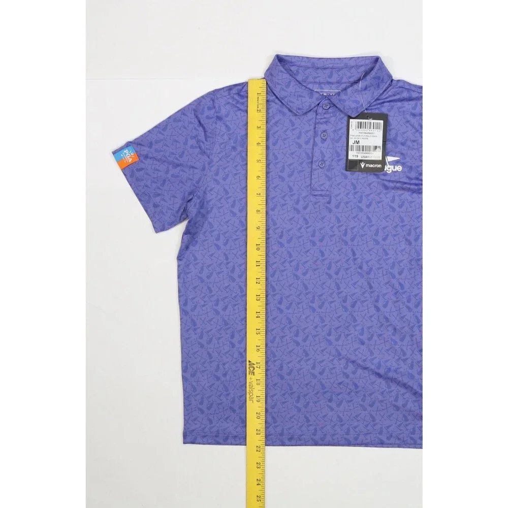 Macron Polo Shirt Kids Medium Purple PGA Jr League Barrick 7 Golf Jersey JM